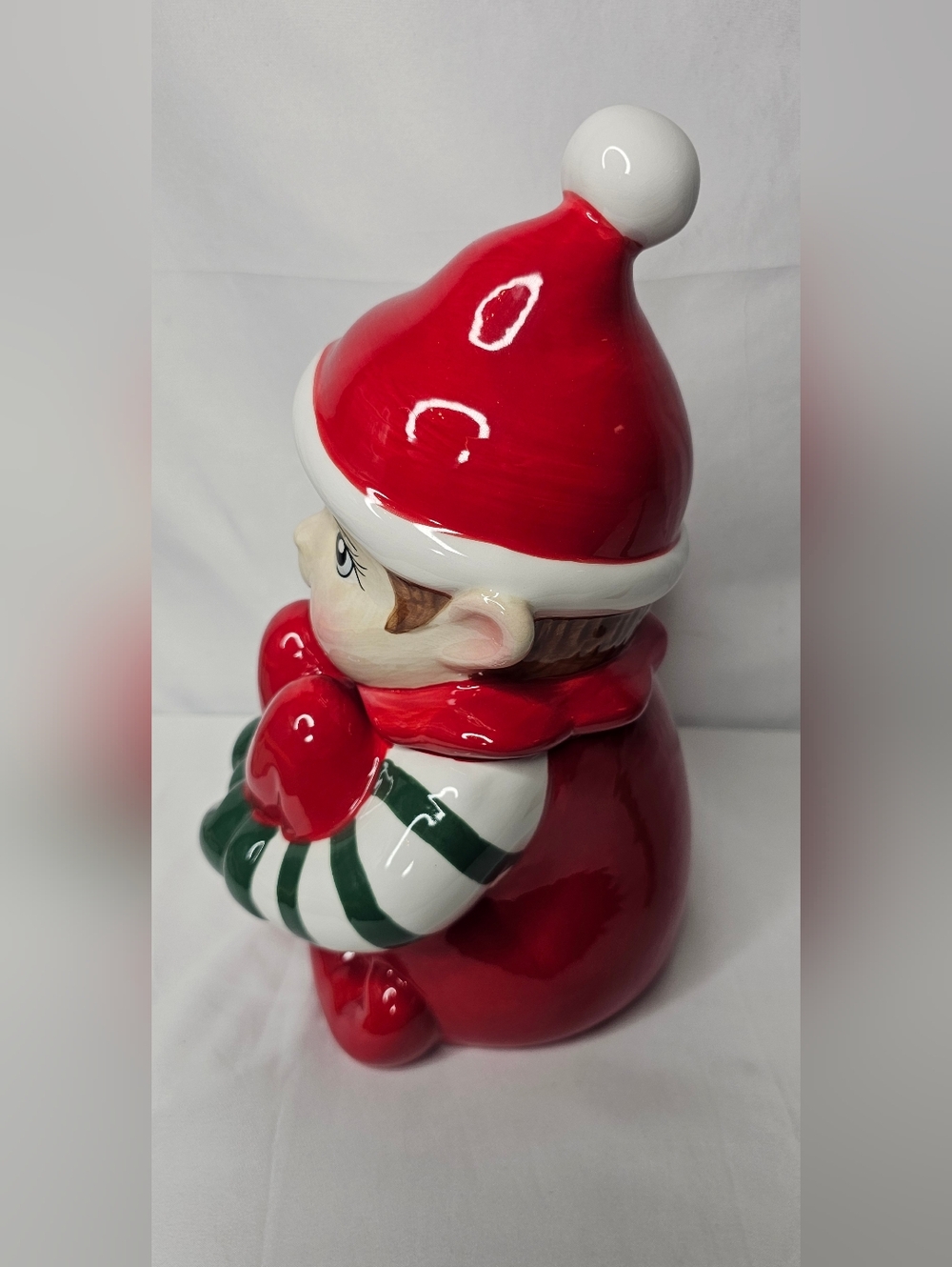 ​Cracker Barrel Christmas Elf Cookie Jar Earthenware Holiday Decor 11.5" - Picture 4 of 9